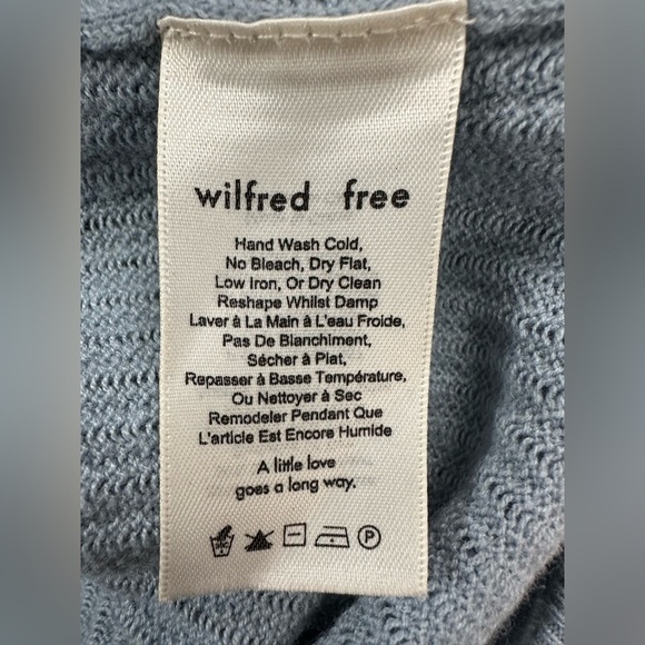 Wool/Linen Blend Aritzia Wilfred Free Lolan Cropped Sweater Size XS Light Blue - Picture 9 of 11